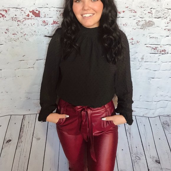 Mock Neck Crop Blouse - Picture 1 of 3
